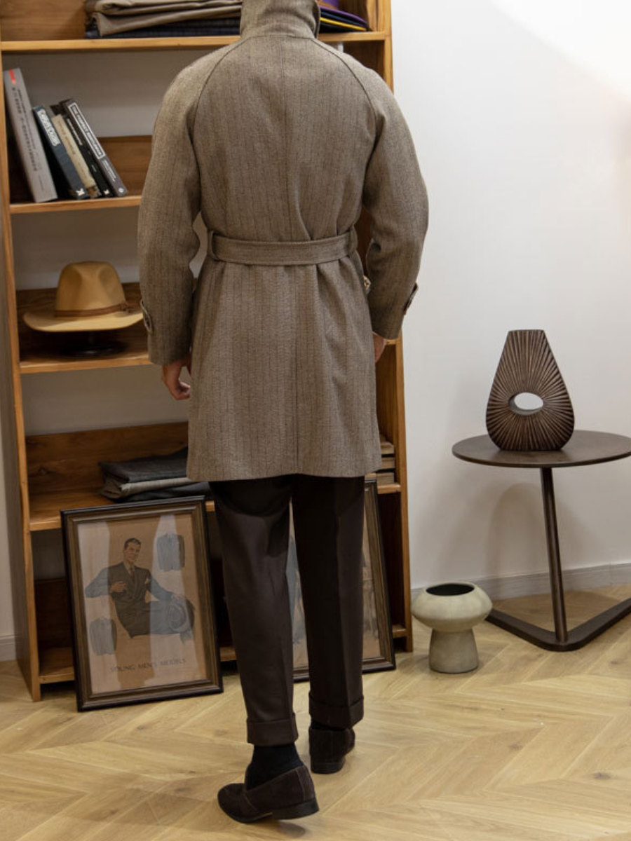 Herringbone Balmacaan Uldfrakke
