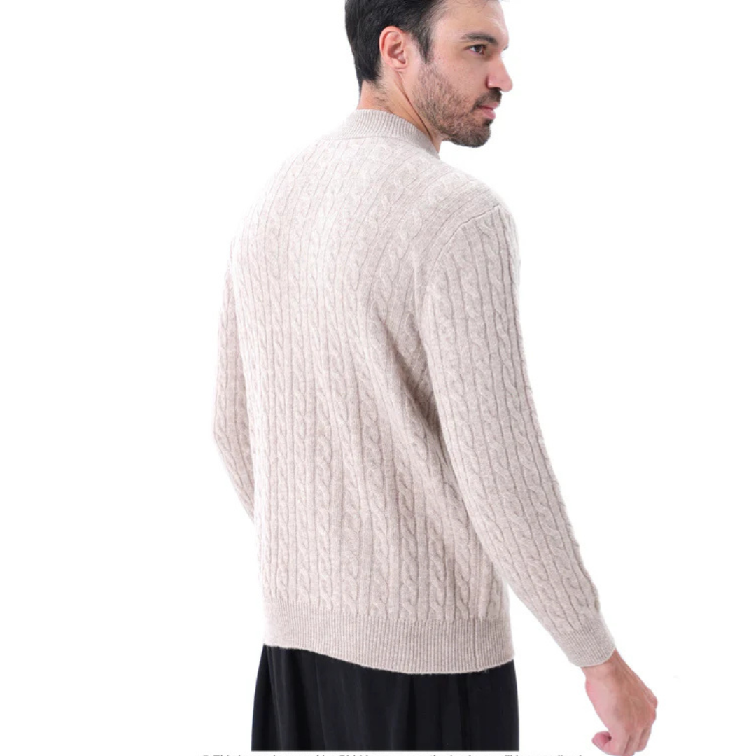 Louis | Cashmere Strikjakke med Halv Lynlås