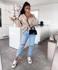 Faye | Oversize Musselinbluse i Beige