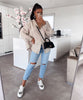 Faye | Oversize Musselinbluse i Beige