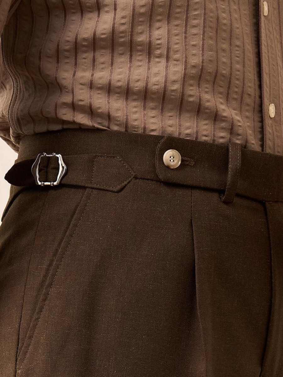 Højtailede Shorts i Linnedmix