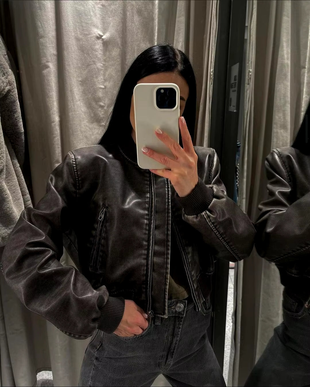 DALIA | Klassisk Læderjakke i Bikerstil