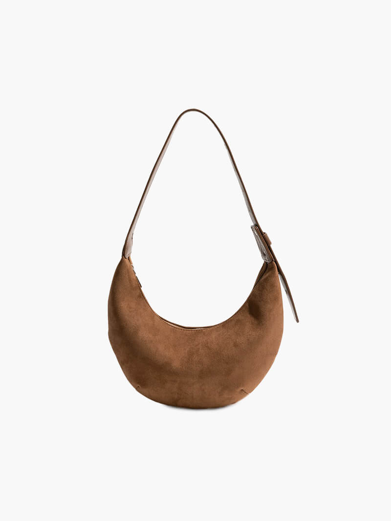 Lydia Halvmåne Imitationssuede Taske