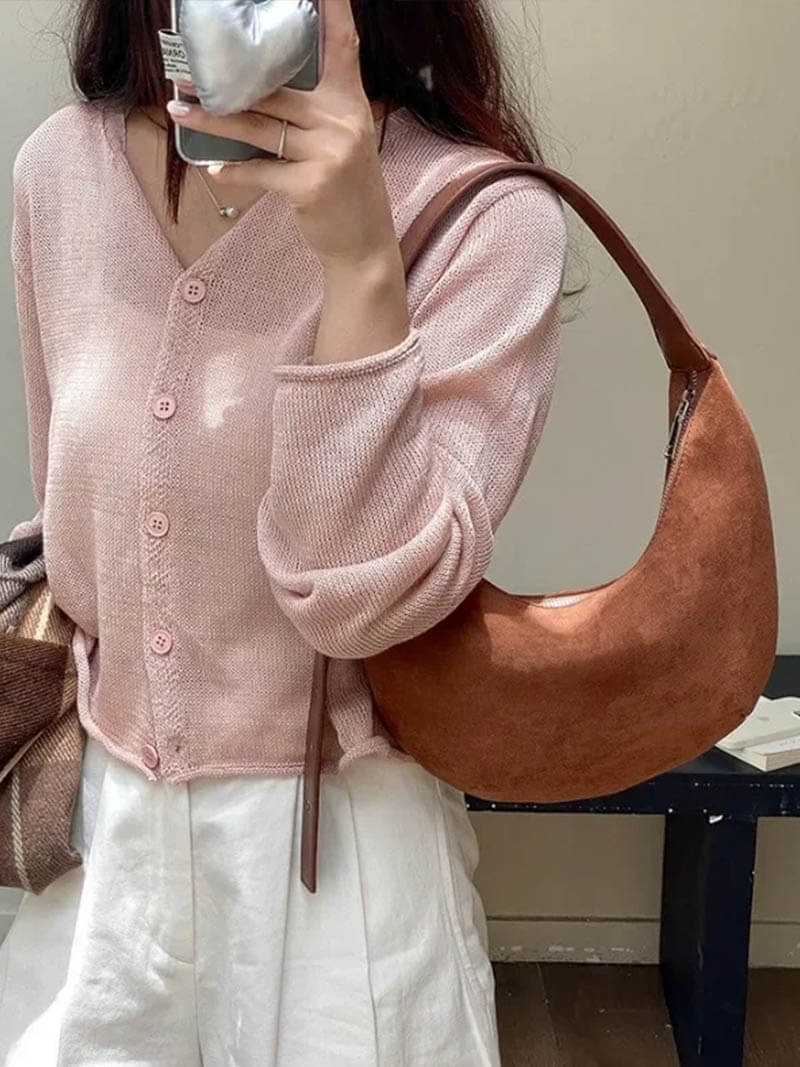 Lydia Halvmåne Imitationssuede Taske
