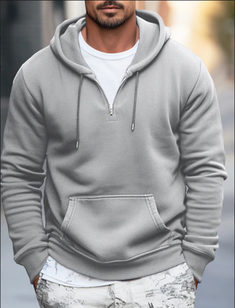 Milan | Stilfuld Herre-Hoodie med Frontlomme og Snor