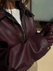 SCARLET | Stilvolle Bordeauxrote Vintage-Lederjacke mit Reißverschluss