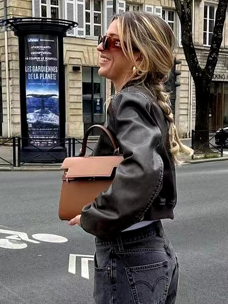 DALIA | Klassisk Læderjakke i Bikerstil