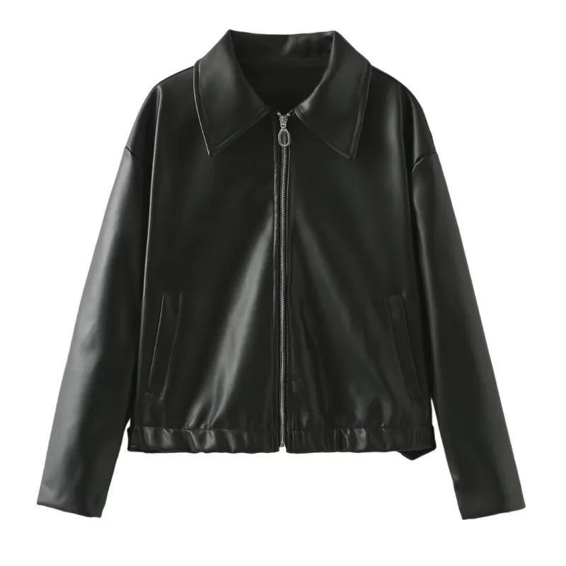 SCARLET | Stilvolle Bordeauxrote Vintage-Lederjacke mit Reißverschluss