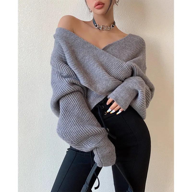 JULIA | Trendy Cross V-Hals Pullover – Det Perfekte Forårsmust-have