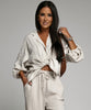 Faye | Oversize Musselinbluse i Beige