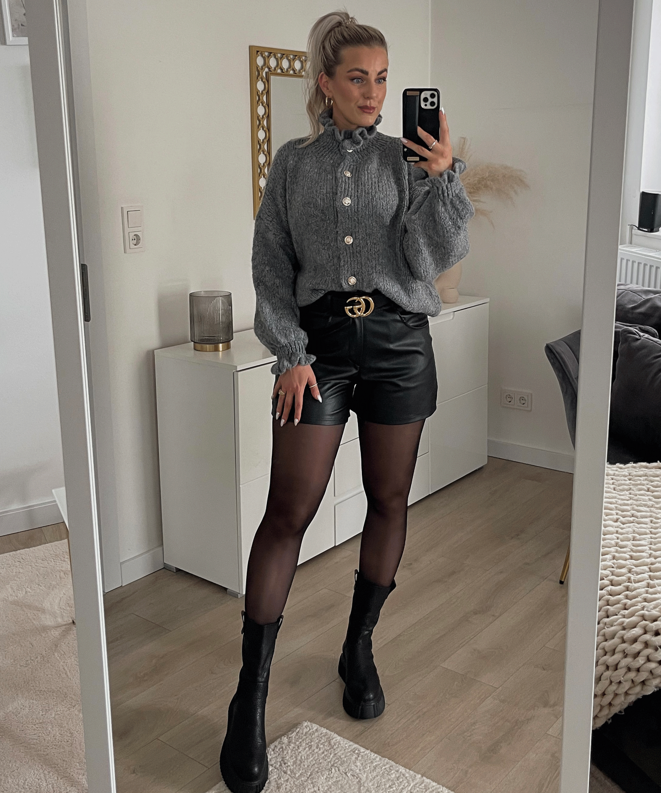 Alana | Mørkegrå Strikjakke