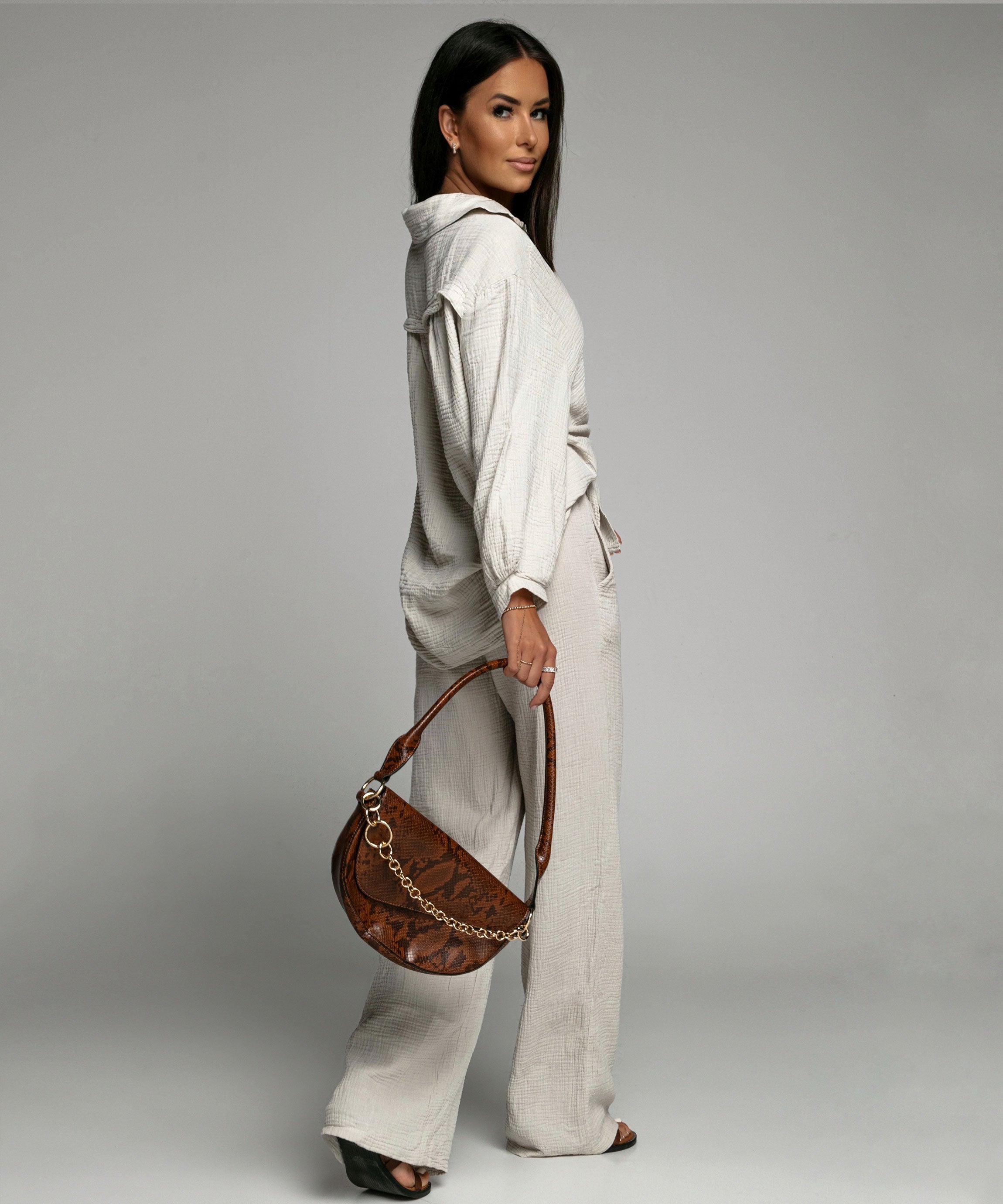Faye | Oversize Musselinbluse i Beige